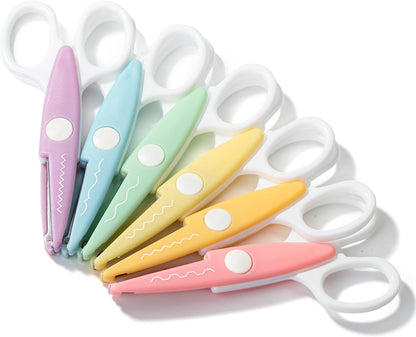 Craft Scissors Decorative Edge, 6 Pack, Bright Zig Zag Scissors | for Crafting, Scrapbooking, Fancy Pattern Design