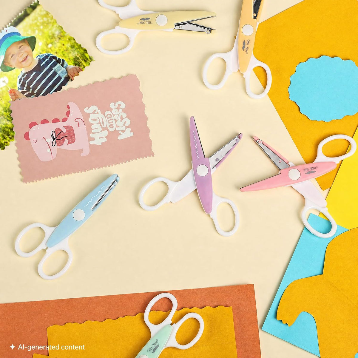 Craft Scissors Decorative Edge, 6 Pack, Bright Zig Zag Scissors | for Crafting, Scrapbooking, Fancy Pattern Design