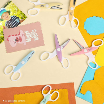 Craft Scissors Decorative Edge, 6 Pack, Bright Zig Zag Scissors | for Crafting, Scrapbooking, Fancy Pattern Design