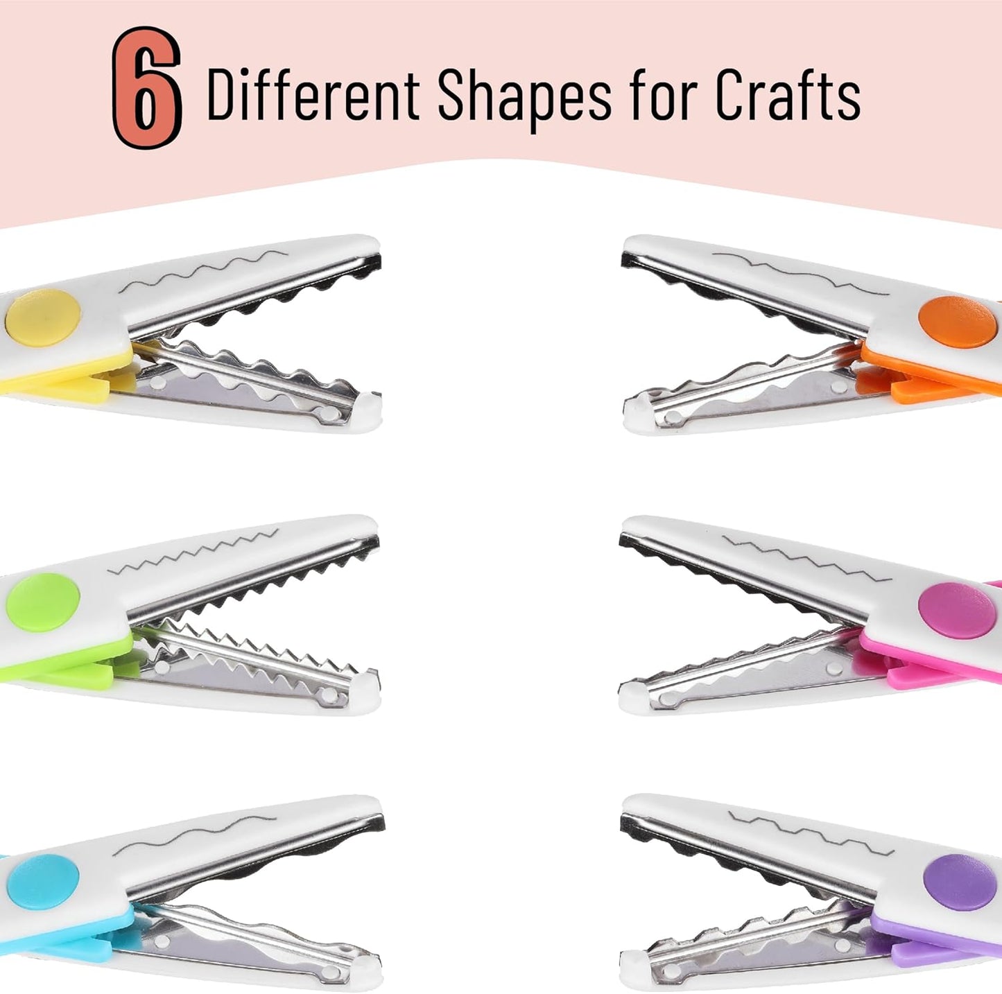 Craft Scissors Decorative Edge, 6 Pack, Bright Zig Zag Scissors | for Crafting, Scrapbooking, Fancy Pattern Design