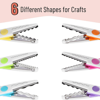 Craft Scissors Decorative Edge, 6 Pack, Bright Zig Zag Scissors | for Crafting, Scrapbooking, Fancy Pattern Design