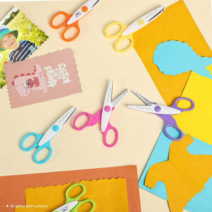 Craft Scissors Decorative Edge, 6 Pack, Bright Zig Zag Scissors | for Crafting, Scrapbooking, Fancy Pattern Design