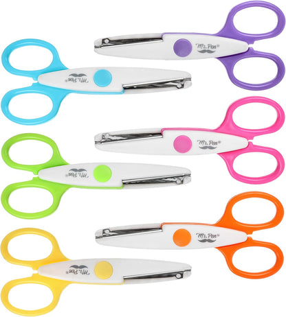 Craft Scissors Decorative Edge, 6 Pack, Bright Zig Zag Scissors | for Crafting, Scrapbooking, Fancy Pattern Design