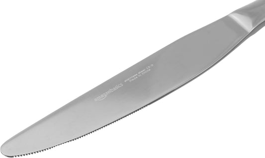 Stainless Steel Dinner Knives with Round Edge, Silverware, Table Knives, Restaurant Quality, Pack of 12, Silver