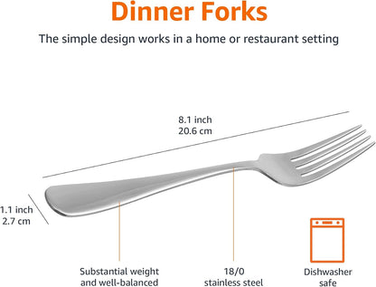 Stainless Steel Dinner Knives with Round Edge, Silverware, Table Knives, Restaurant Quality, Pack of 12, Silver
