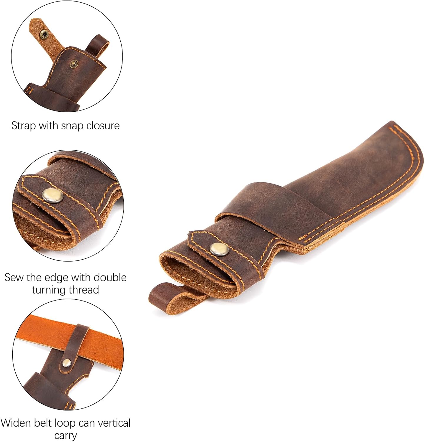 Knife Sheath,Leather Knife Sheath for Belt,Chef Knife Guard,Knife Holster for 5 inch Blade Knife,Knife Holder,Knife Cover Sleeve,EDC Belt Organizer,Sheath for Chef Meat Cleaver,Gifts for Men