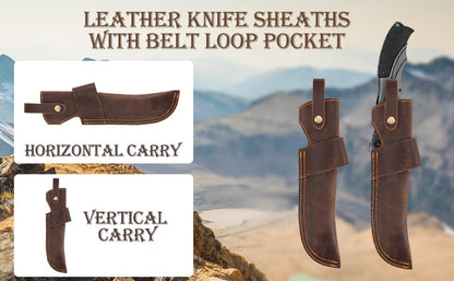 Knife Sheath,Leather Knife Sheath for Belt,Chef Knife Guard,Knife Holster for 5 inch Blade Knife,Knife Holder,Knife Cover Sleeve,EDC Belt Organizer,Sheath for Chef Meat Cleaver,Gifts for Men