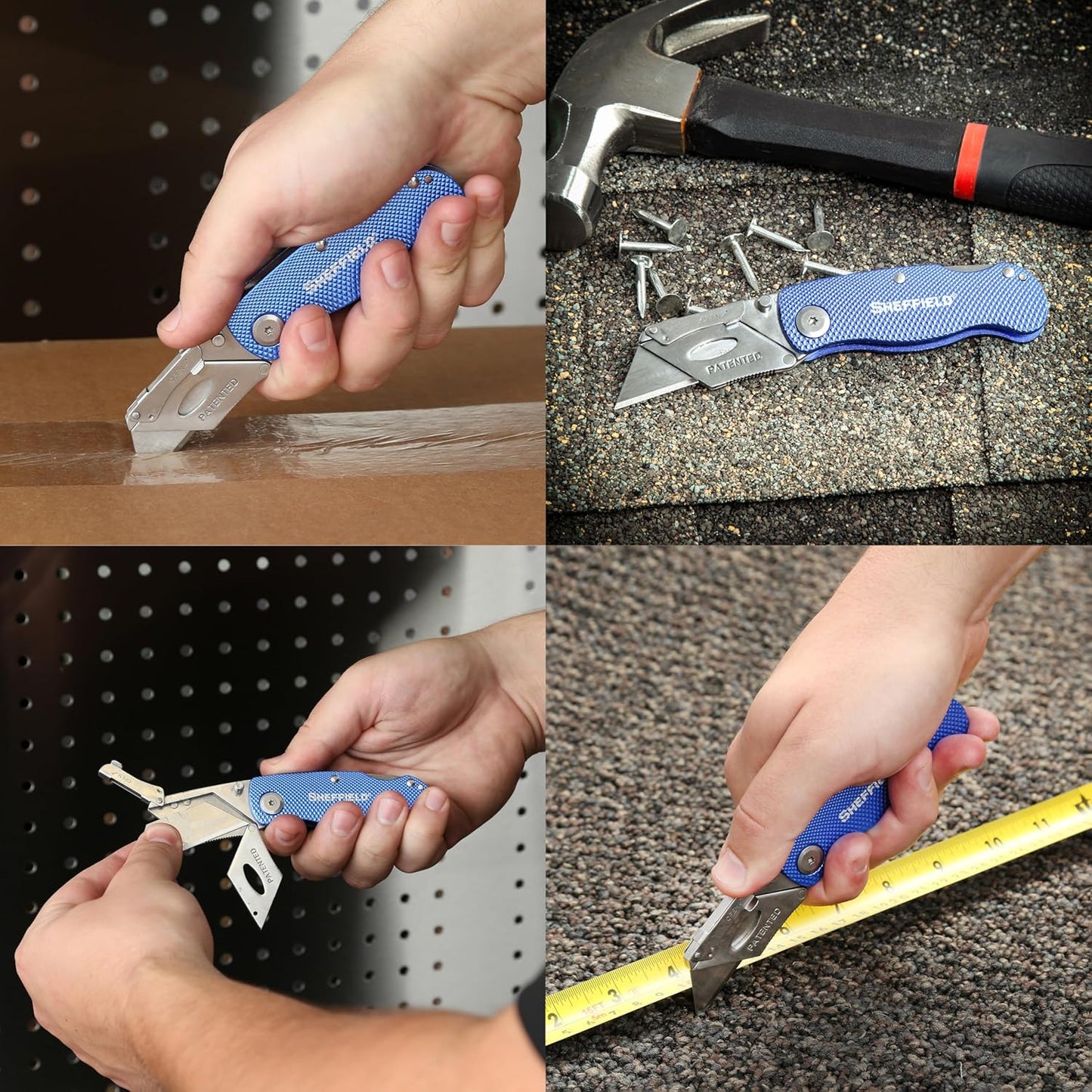 Lock Back Utility Knife 3 Pack with Aluminum Handle | Lock Back Utility Knife, Box Cutter with Aluminum Handle, Single Utility Knife Blade Included