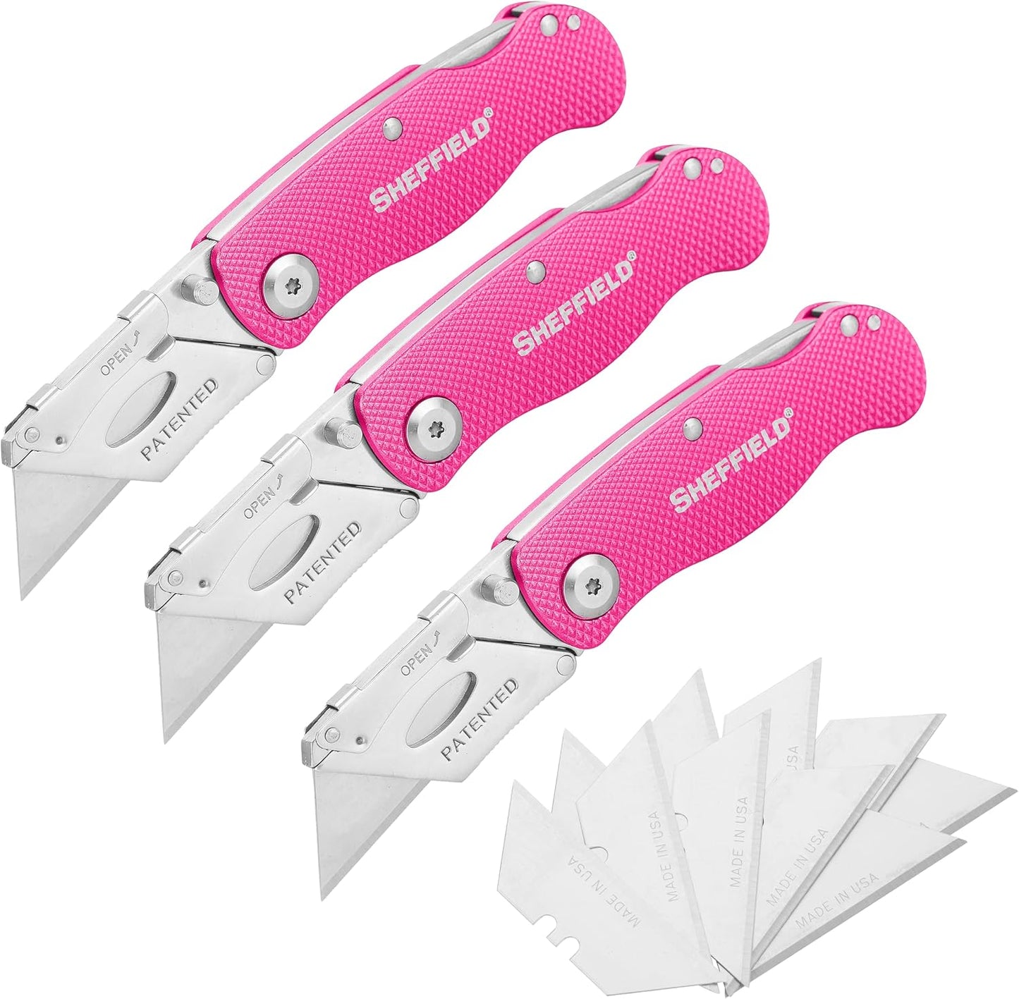 Lock Back Utility Knife 3 Pack with Aluminum Handle | Lock Back Utility Knife, Box Cutter with Aluminum Handle, Single Utility Knife Blade Included