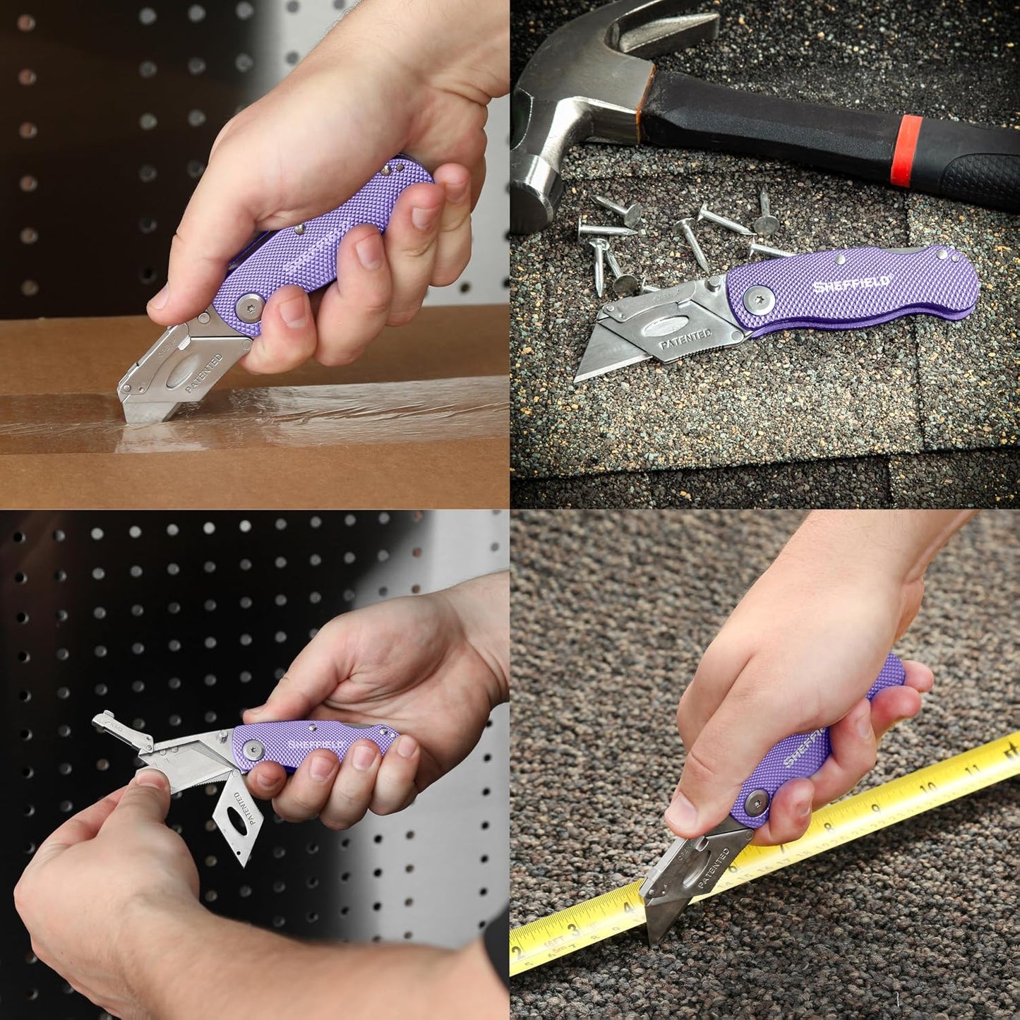 Lock Back Utility Knife 3 Pack with Aluminum Handle | Lock Back Utility Knife, Box Cutter with Aluminum Handle, Single Utility Knife Blade Included