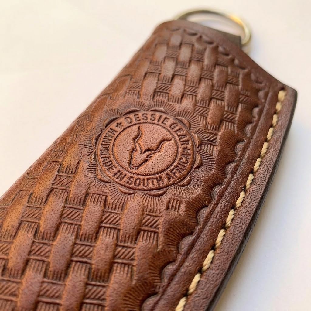 Leather Fixed Blade Knife Sheath for Belt & Neck Carry – Handmade Cowhide Basket Weave Flannel Lined – Detachable Belt Loop – Fits Buck 119 Ka-Bar Morakniv Gerber Hunting Camping Knives – Brown