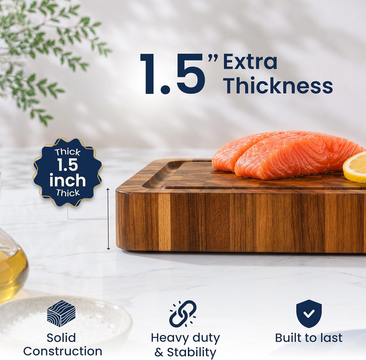 End Grain Acacia Wood Cutting Board 23x18x1.5, Reversible Butcher Block Board for Kitchen with Deep Juice Groove, Handles, Knife-Friendly Surface for Meat Chopping and Charcuterie Serving