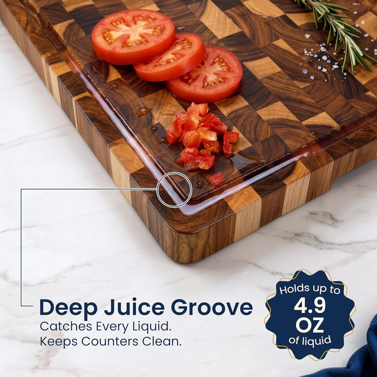End Grain Acacia Wood Cutting Board 23x18x1.5, Reversible Butcher Block Board for Kitchen with Deep Juice Groove, Handles, Knife-Friendly Surface for Meat Chopping and Charcuterie Serving