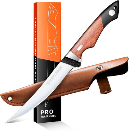 6" Fillet Knife for Fish with Sheath, Boning Knife for Meat