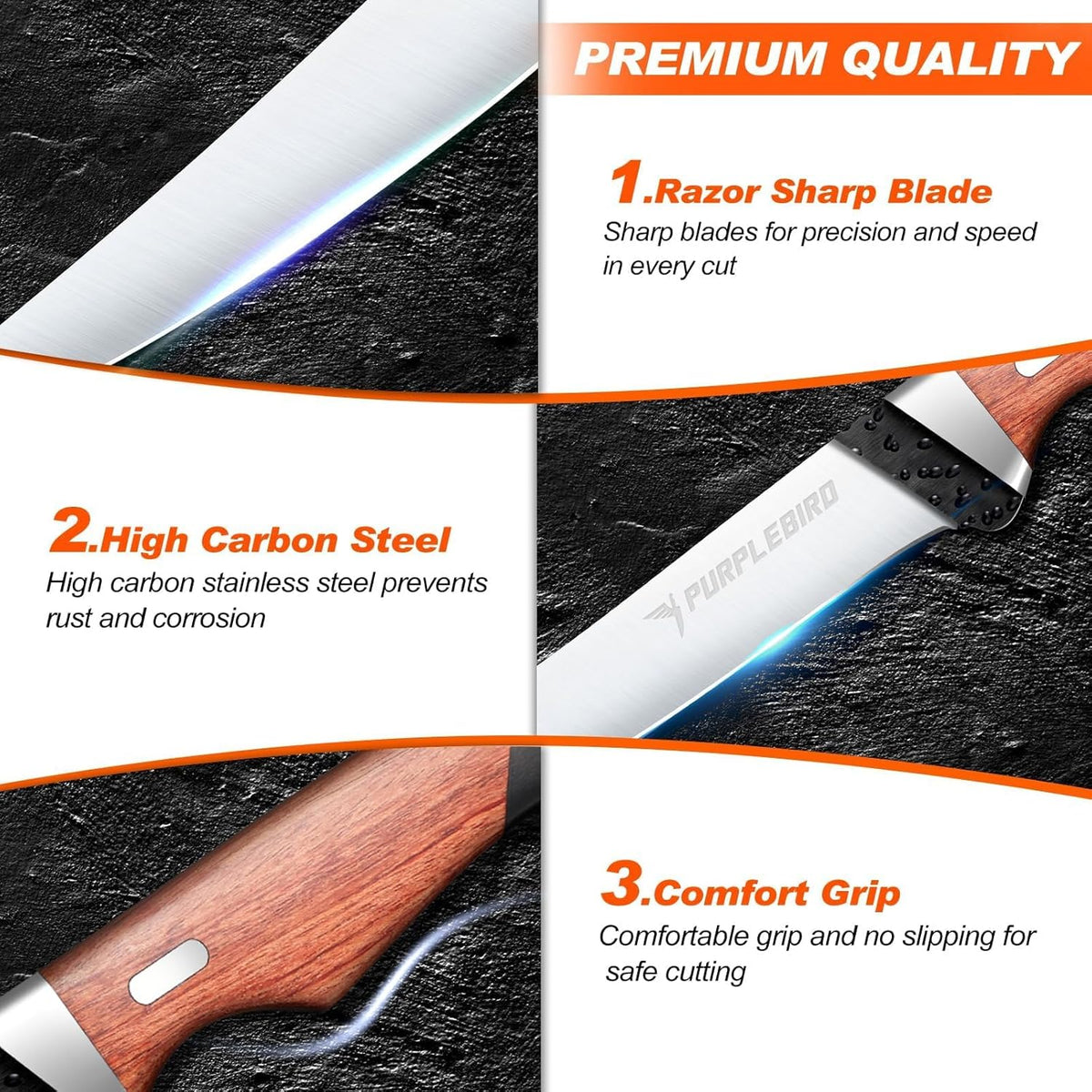 6" Fillet Knife for Fish with Sheath, Boning Knife for Meat