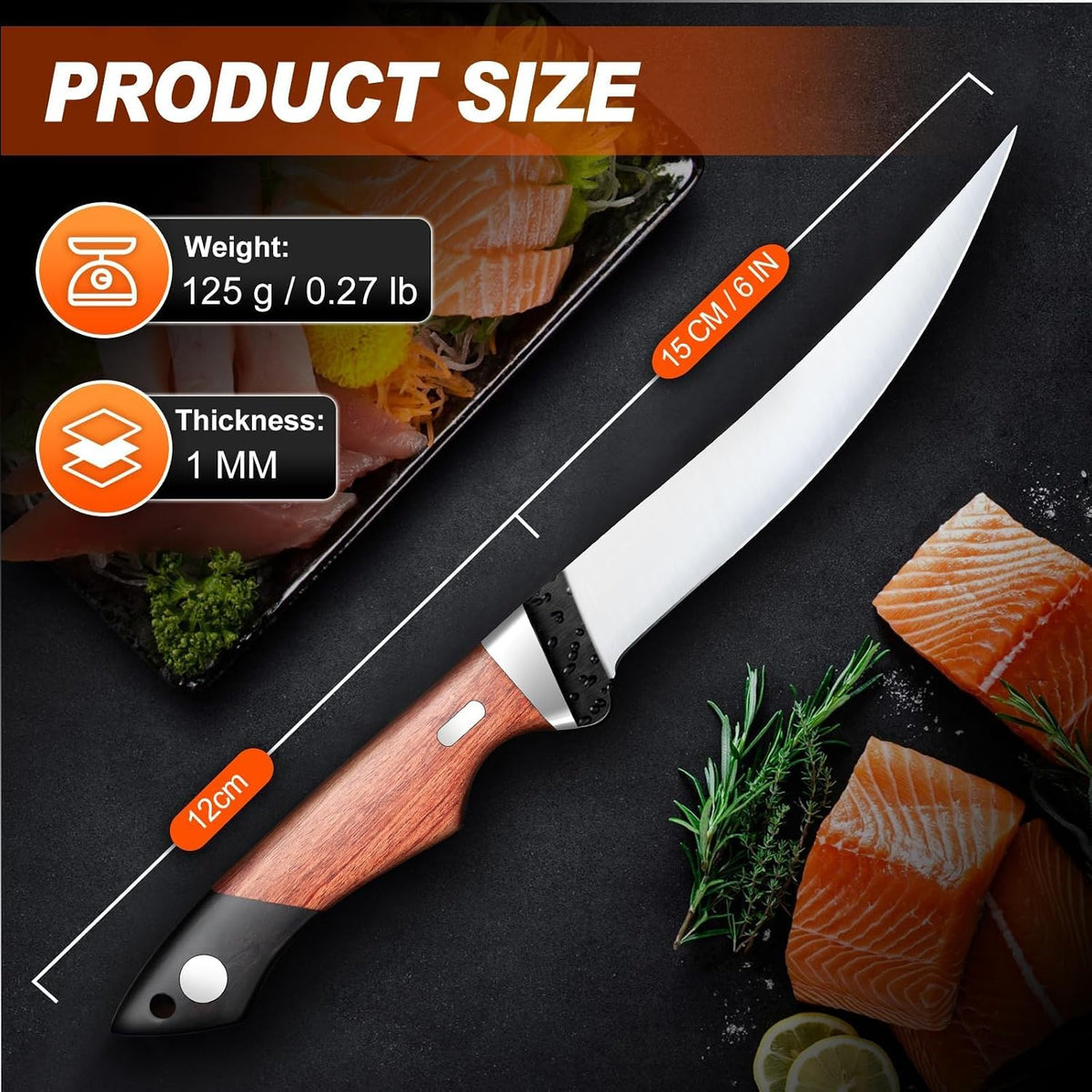 6" Fillet Knife for Fish with Sheath, Boning Knife for Meat