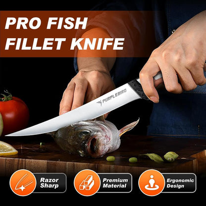 6" Fillet Knife for Fish with Sheath, Boning Knife for Meat
