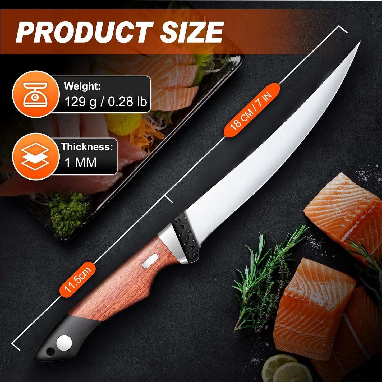 6" Fillet Knife for Fish with Sheath, Boning Knife for Meat