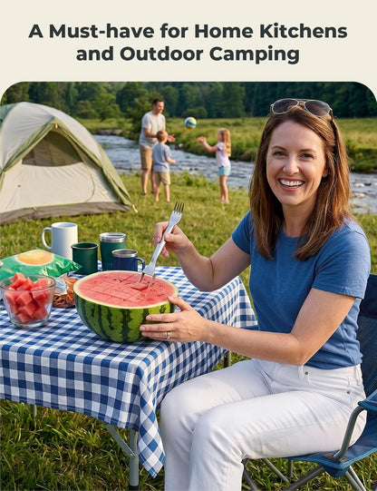 CripsTaste Watermelon Cutter Slicer Tool Stainless Steel Watermelon Fork | 2-in-1 Watermelon Fork Slicer Retractable Fork & Dual Blades for Easier Cutting, Fruit Cutter Slicer for Kitchen Gadget Party