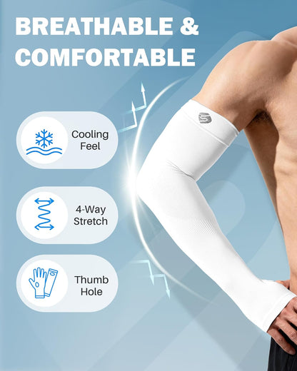 Arm Sleeves for Men Women UV Sun Protection Compression Arm Warmer Tattoo Cover Up, Sports Golf Cooling Sleeves