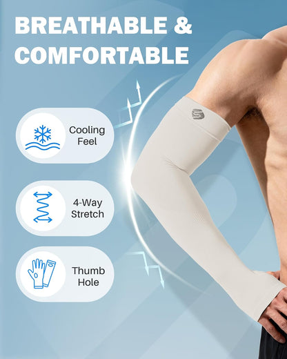 Arm Sleeves for Men Women UV Sun Protection Compression Arm Warmer Tattoo Cover Up, Sports Golf Cooling Sleeves