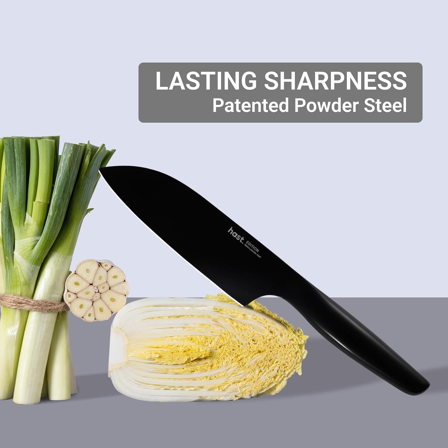 HAST 6-Inch Santoku Knife - Ultra-Sharp Japanese Chef Knife, Advanced Powder Steel, Lightweight, Ergonomic Handle, Sleek Minimalist Design, Red Dot Award Winner (Titanium Black)
