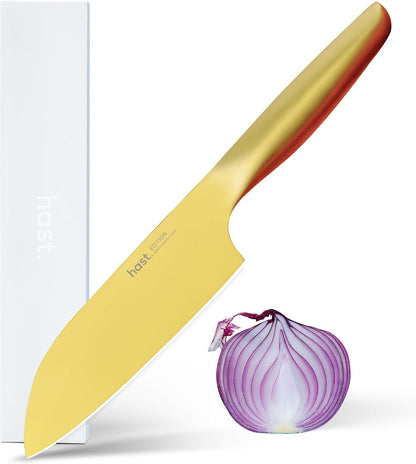 HAST 6-Inch Santoku Knife - Ultra-Sharp Japanese Chef Knife, Advanced Powder Steel, Lightweight, Ergonomic Handle, Sleek Minimalist Design, Red Dot Award Winner (Titanium Black)
