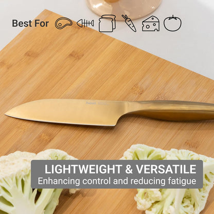 HAST 6-Inch Santoku Knife - Ultra-Sharp Japanese Chef Knife, Advanced Powder Steel, Lightweight, Ergonomic Handle, Sleek Minimalist Design, Red Dot Award Winner (Titanium Black)