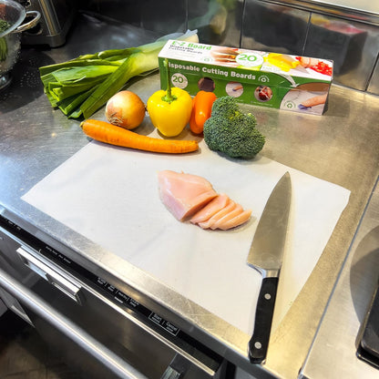 E-Z Board Disposable Plastic Cutting Board, 20 Square Feet, Easy Clean-Up and Convenient Use, Ideal for Camping, Hunting, Boating, and For People With Food Allergies, Clear