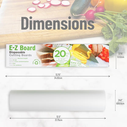 E-Z Board Disposable Plastic Cutting Board, 20 Square Feet, Easy Clean-Up and Convenient Use, Ideal for Camping, Hunting, Boating, and For People With Food Allergies, Clear