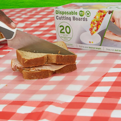E-Z Board Disposable Plastic Cutting Board, 20 Square Feet, Easy Clean-Up and Convenient Use, Ideal for Camping, Hunting, Boating, and For People With Food Allergies, Clear
