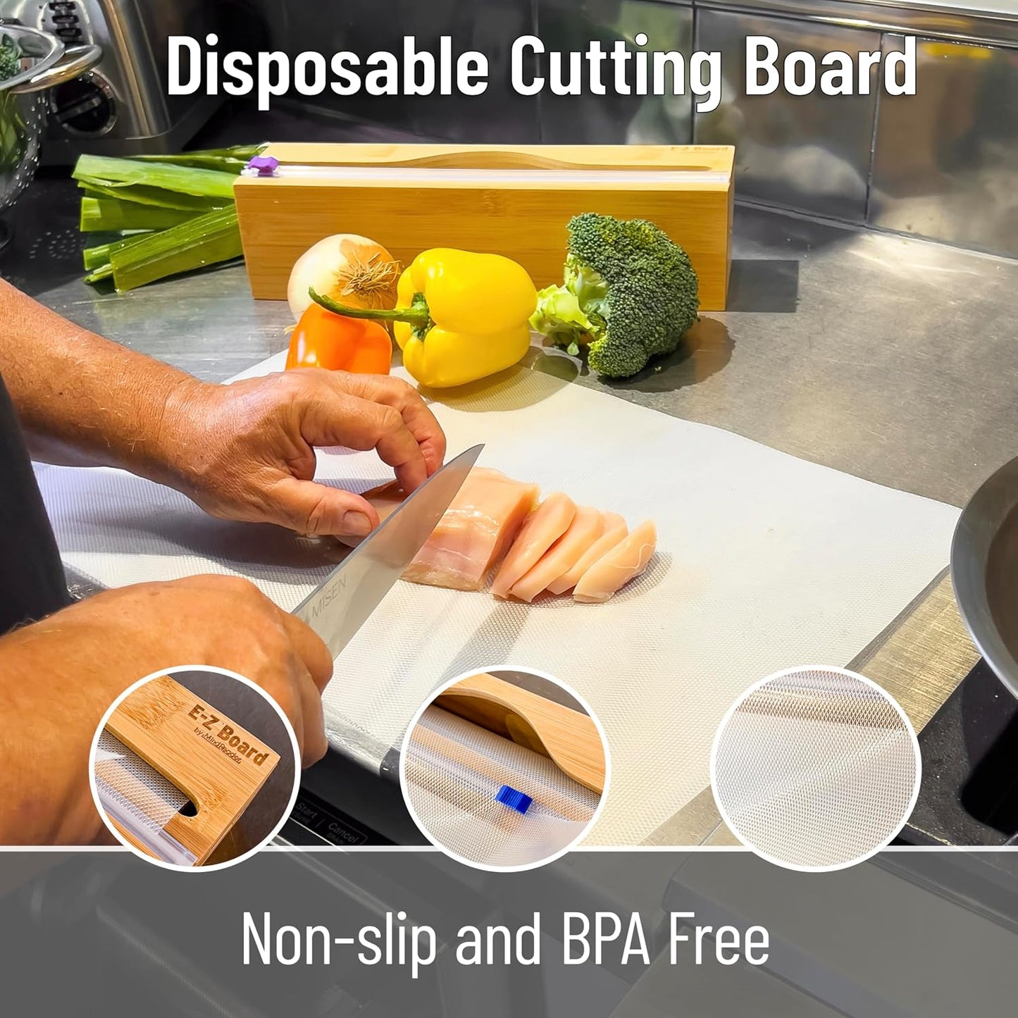 E-Z Board Disposable Plastic Cutting Board, 20 Square Feet, Easy Clean-Up and Convenient Use, Ideal for Camping, Hunting, Boating, and For People With Food Allergies, Clear