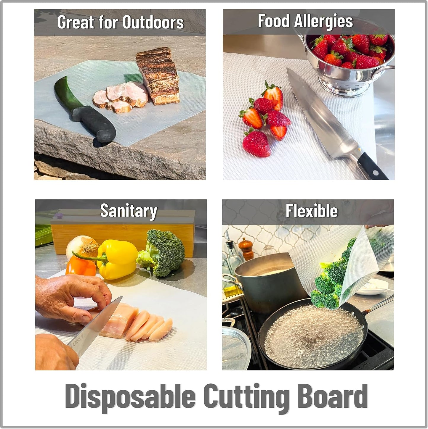 E-Z Board Disposable Plastic Cutting Board, 20 Square Feet, Easy Clean-Up and Convenient Use, Ideal for Camping, Hunting, Boating, and For People With Food Allergies, Clear