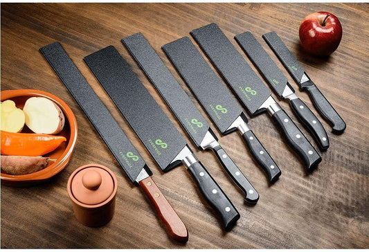 Chef Knife Sheath Set (7-Piece Set) Universal Blade Edge Cover Guards for Chef’s and Kitchen Knives – Durable, BPA-Free, Felt Lined, Sturdy ABS Plastic – Knives Not Included