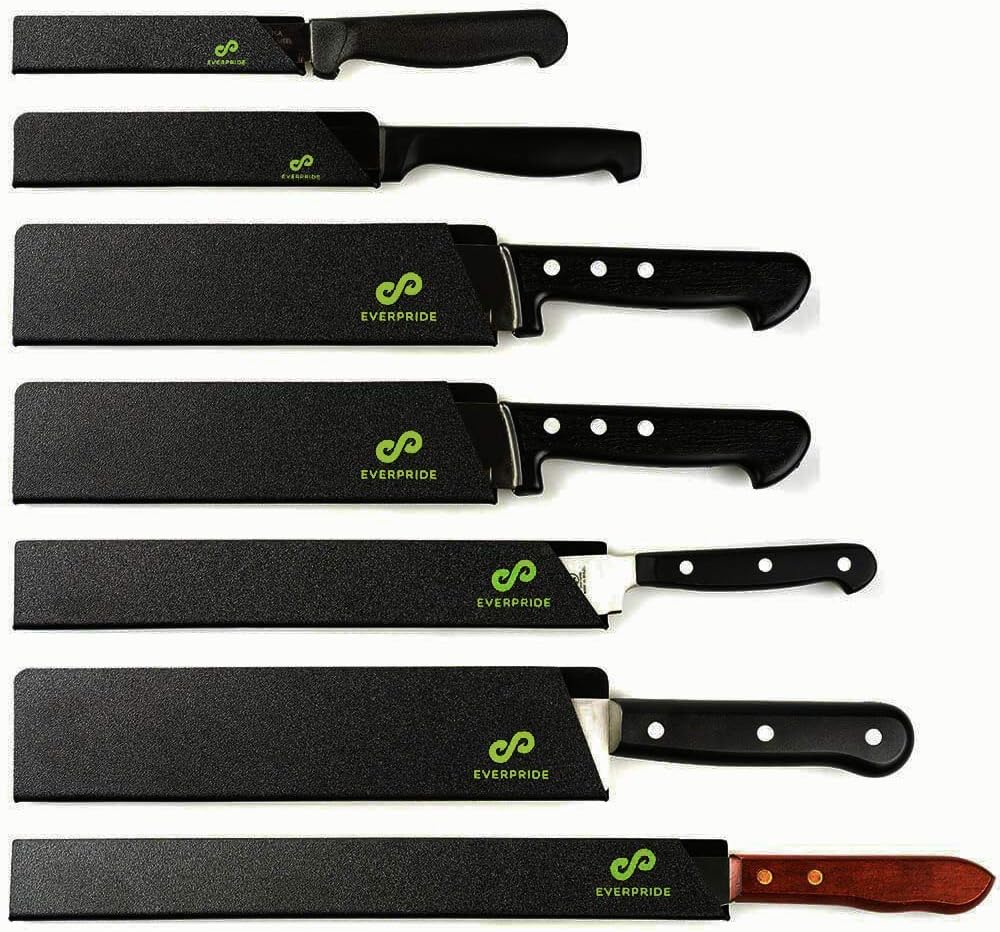 Chef Knife Sheath Set (7-Piece Set) Universal Blade Edge Cover Guards for Chef’s and Kitchen Knives – Durable, BPA-Free, Felt Lined, Sturdy ABS Plastic – Knives Not Included