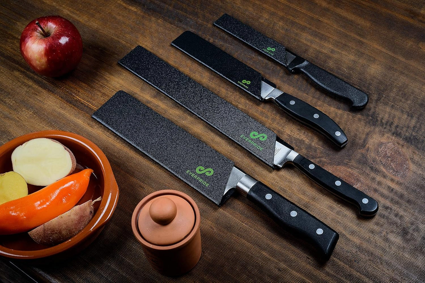Chef Knife Sheath Set (7-Piece Set) Universal Blade Edge Cover Guards for Chef’s and Kitchen Knives – Durable, BPA-Free, Felt Lined, Sturdy ABS Plastic – Knives Not Included