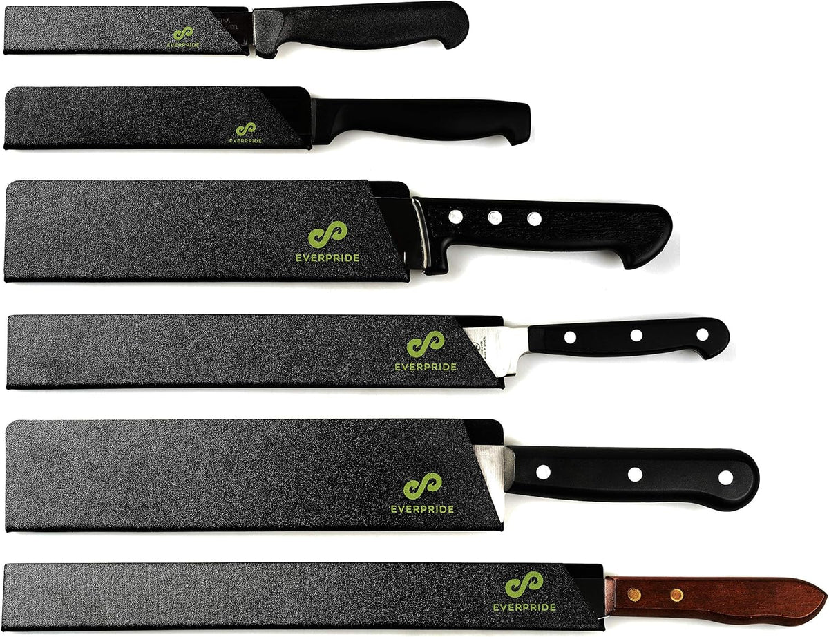 Chef Knife Sheath Set (7-Piece Set) Universal Blade Edge Cover Guards for Chef’s and Kitchen Knives – Durable, BPA-Free, Felt Lined, Sturdy ABS Plastic – Knives Not Included