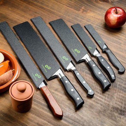 Chef Knife Sheath Set (7-Piece Set) Universal Blade Edge Cover Guards for Chef’s and Kitchen Knives – Durable, BPA-Free, Felt Lined, Sturdy ABS Plastic – Knives Not Included