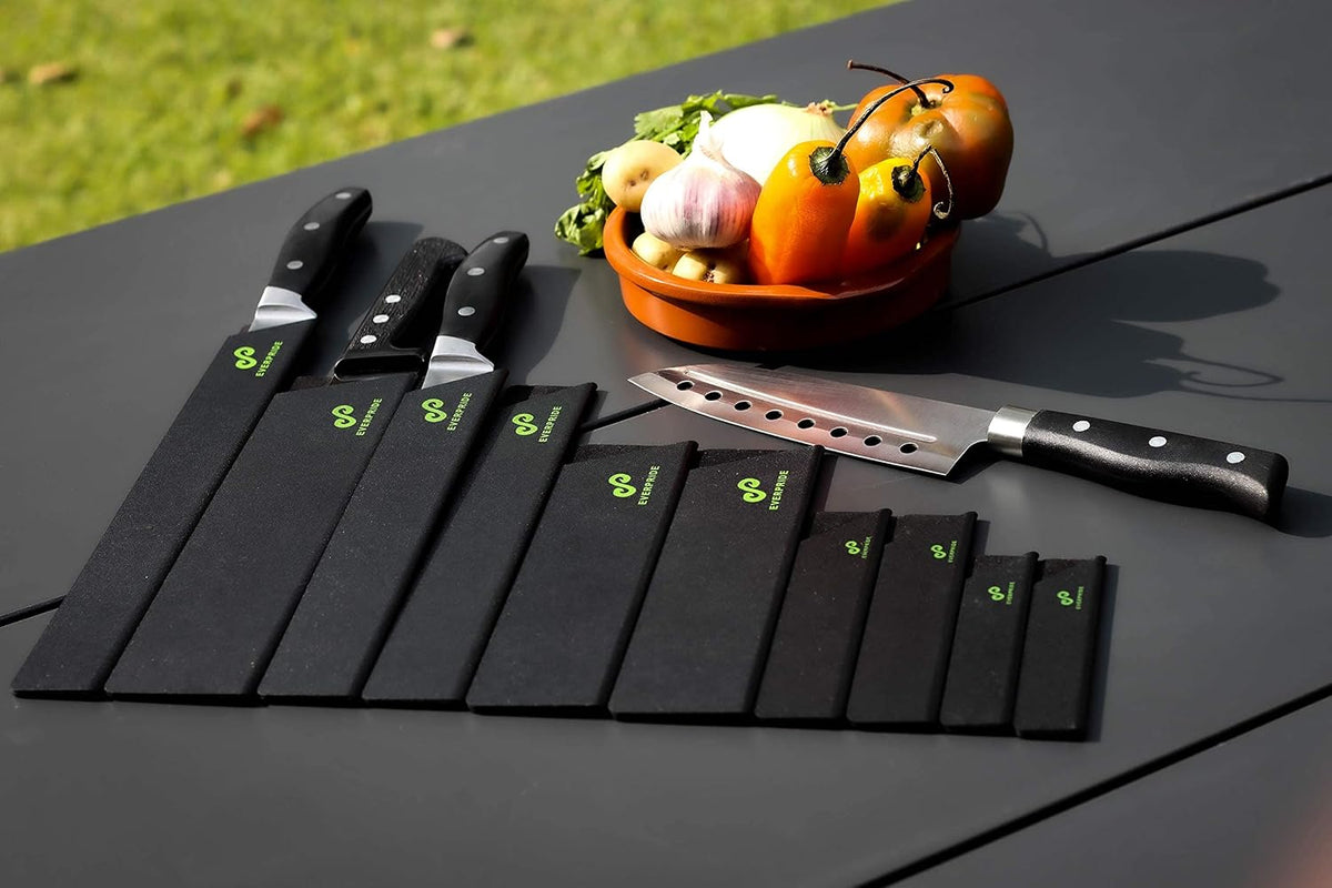 Chef Knife Sheath Set (7-Piece Set) Universal Blade Edge Cover Guards for Chef’s and Kitchen Knives – Durable, BPA-Free, Felt Lined, Sturdy ABS Plastic – Knives Not Included