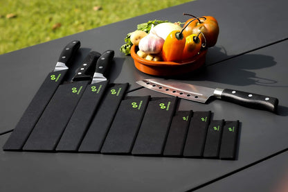 Chef Knife Sheath Set (7-Piece Set) Universal Blade Edge Cover Guards for Chef’s and Kitchen Knives – Durable, BPA-Free, Felt Lined, Sturdy ABS Plastic – Knives Not Included