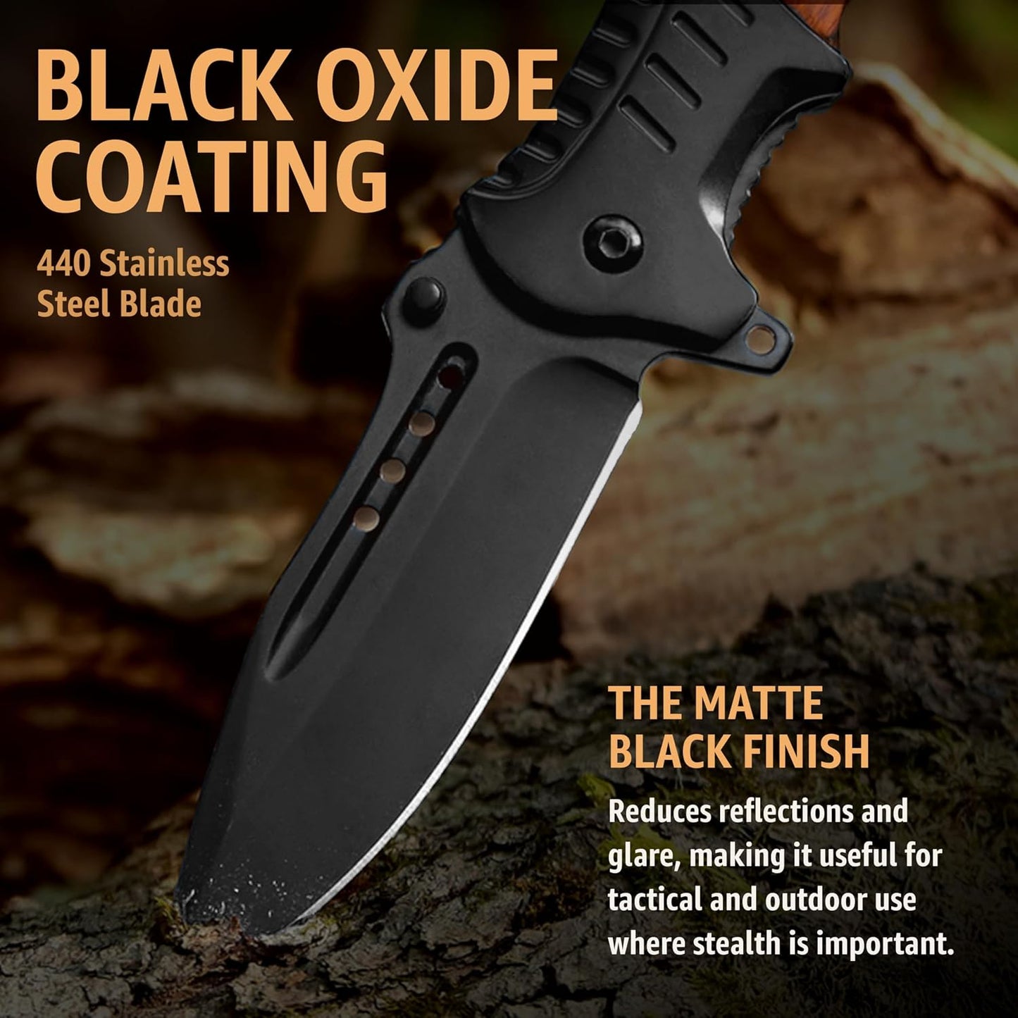 Spring Assisted Pocket Knife with Wood Handle & Glass Breaker & Pocket Clip - 3.66" Sharp Blade - Tactical Folding Knives - for Men Women Hunting Camping Military Survival Hiking Work EDC 0207