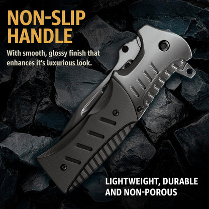 Spring Assisted Pocket Knife with Wood Handle & Glass Breaker & Pocket Clip - 3.66" Sharp Blade - Tactical Folding Knives - for Men Women Hunting Camping Military Survival Hiking Work EDC 0207