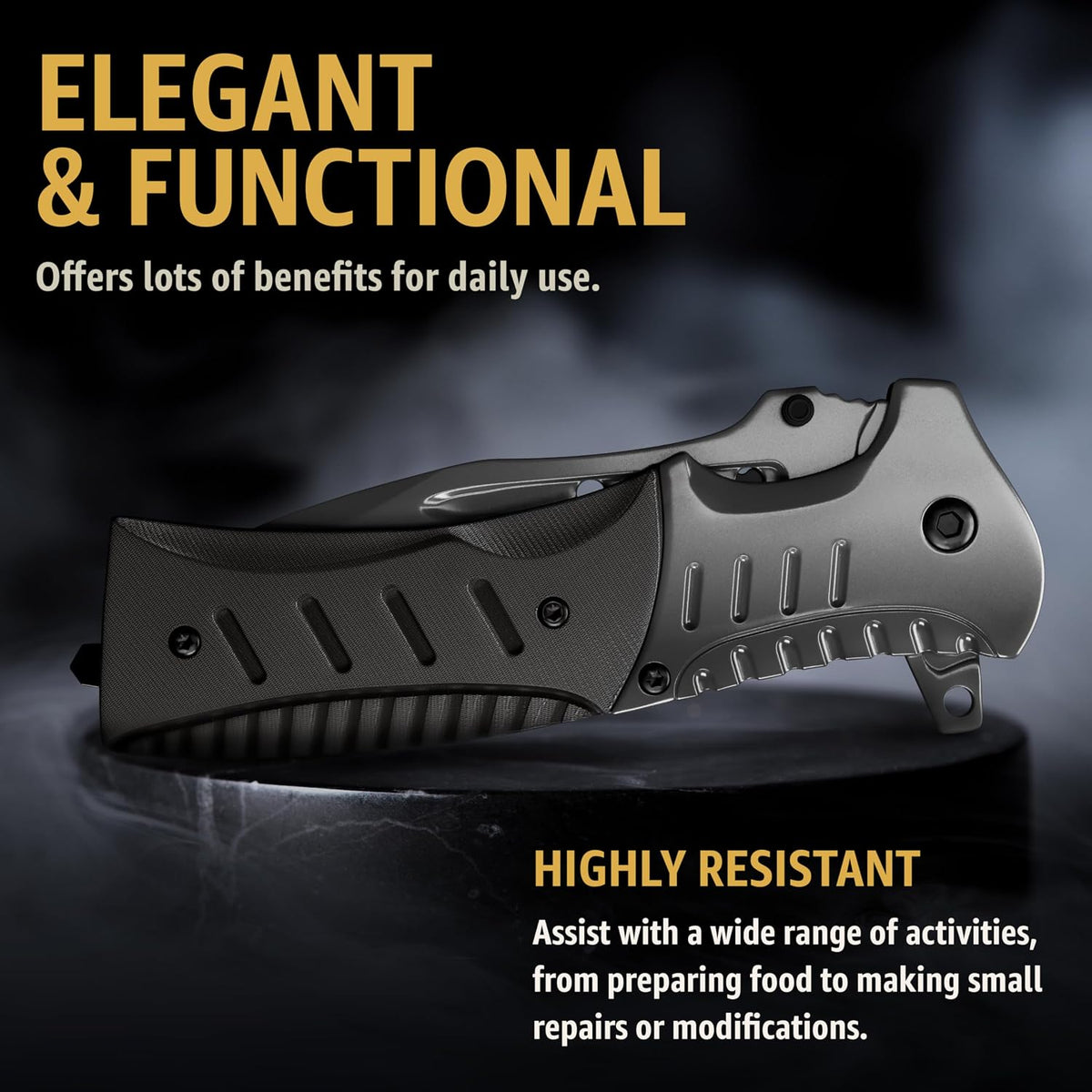 Spring Assisted Pocket Knife with Wood Handle & Glass Breaker & Pocket Clip - 3.66" Sharp Blade - Tactical Folding Knives - for Men Women Hunting Camping Military Survival Hiking Work EDC 0207