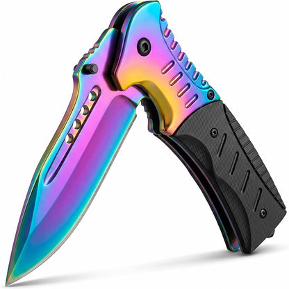 Spring Assisted Pocket Knife with Wood Handle & Glass Breaker & Pocket Clip - 3.66" Sharp Blade - Tactical Folding Knives - for Men Women Hunting Camping Military Survival Hiking Work EDC 0207