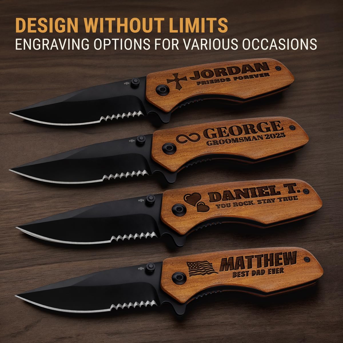 Spring Assisted Pocket Knife with Wood Handle & Glass Breaker & Pocket Clip - 3.66" Sharp Blade - Tactical Folding Knives - for Men Women Hunting Camping Military Survival Hiking Work EDC 0207