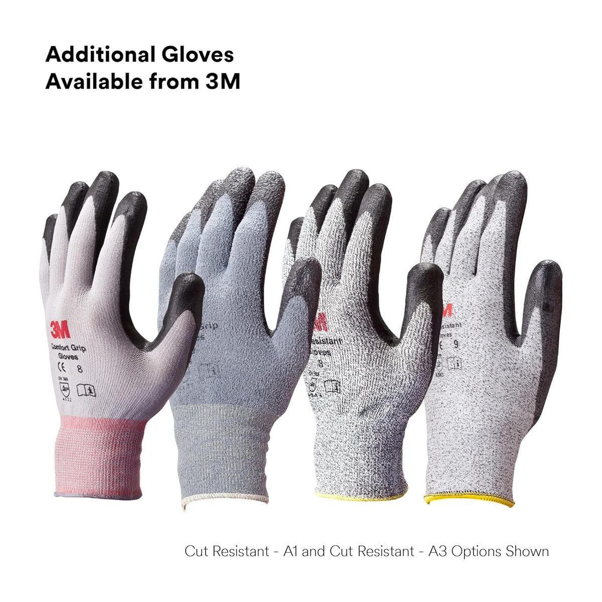 3M Comfort Grip Gloves, Cut Resistant ANSI 3, Size XL, 1 Pair, CGXL-CR, Nitrile Cutting Gloves, Medium-Duty, Washable, Knit-Cuffed, Long Lasting Durability