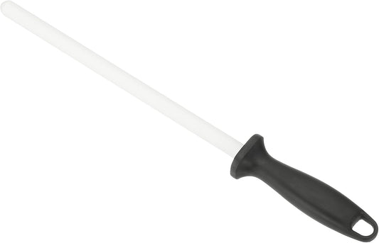 10 Inch Ceramic Knife Sharpener Honing Rod, High Hardness Sharpening Rod Knife Sharpener Steel for Kitchen Knife White