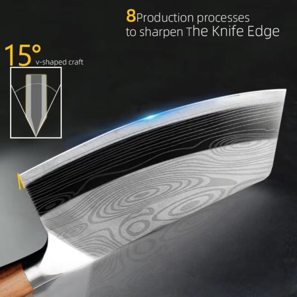 7Inch Meat Cleaver Vegetable Kitchen Knife Meat Cleaver Superior Class Stainless for Kitchen with gift box(German Steel Kitc