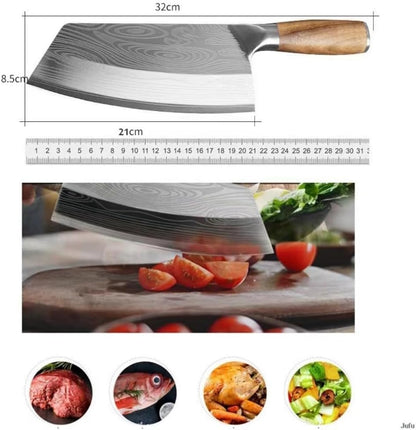 7Inch Meat Cleaver Vegetable Kitchen Knife Meat Cleaver Superior Class Stainless for Kitchen with gift box(German Steel Kitc