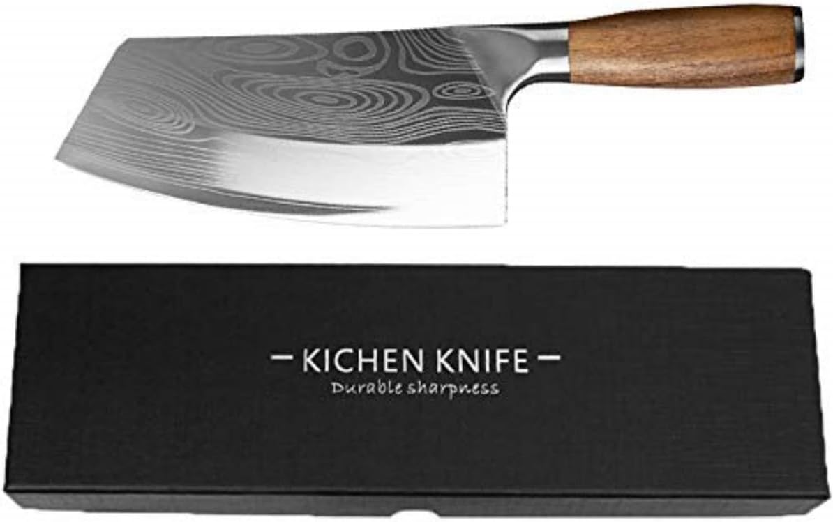 7Inch Meat Cleaver Vegetable Kitchen Knife Meat Cleaver Superior Class Stainless for Kitchen with gift box(German Steel Kitc